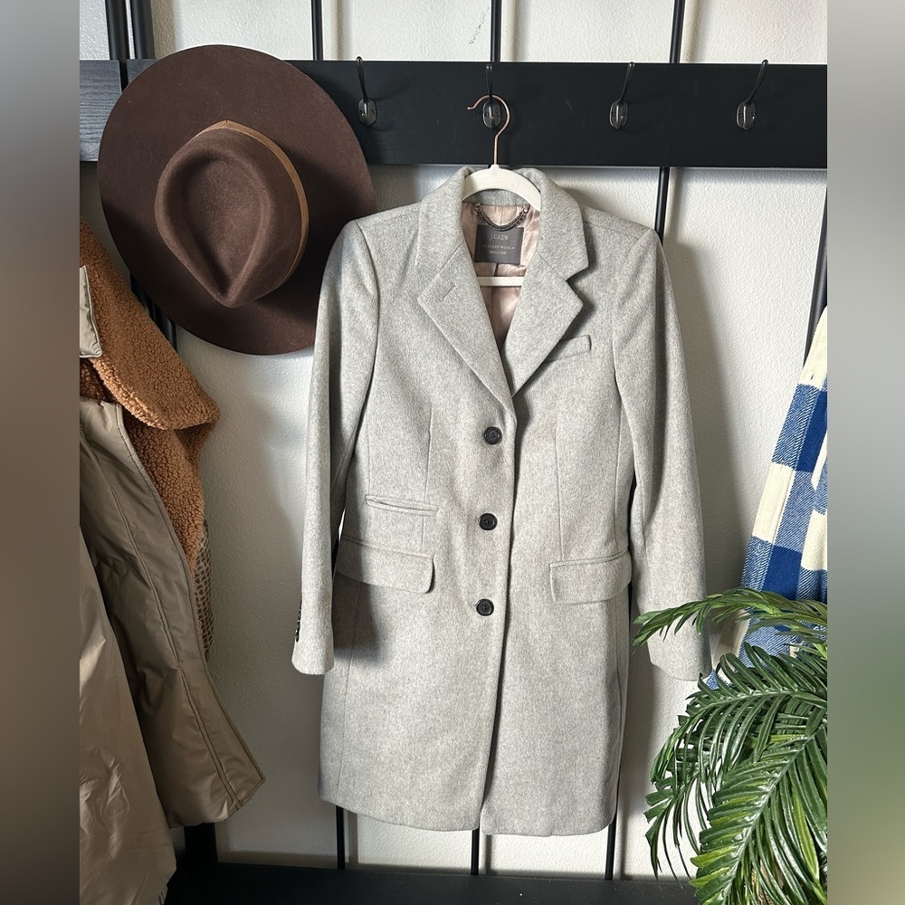 J. Crew Nello Gori 100% Wool Grey longline trench pea coat classic vintage